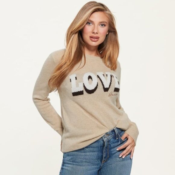 Guess Juliette Cashmere Sweater in Beige Melange - Picture 1 of 4